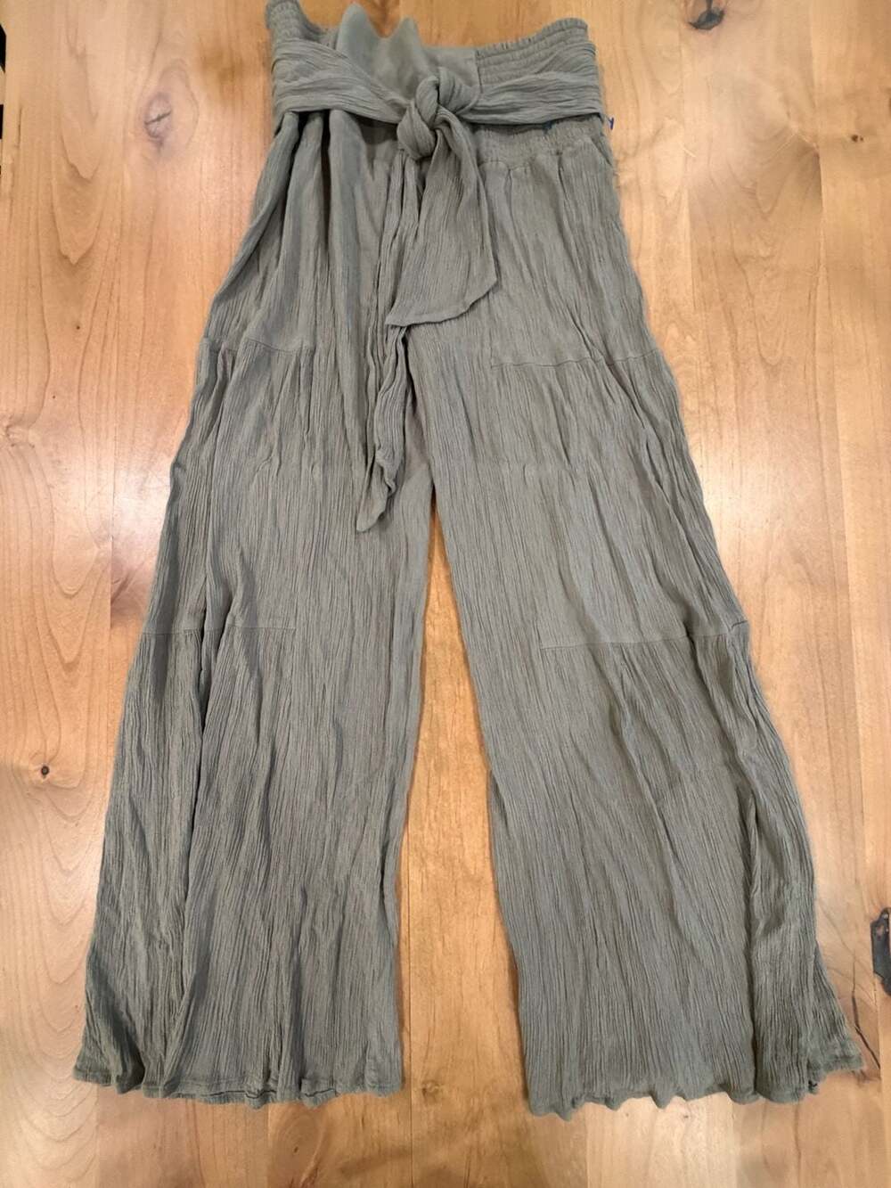 Rewash Tie Waist Wide Leg Pant, Laurel Green. Large.